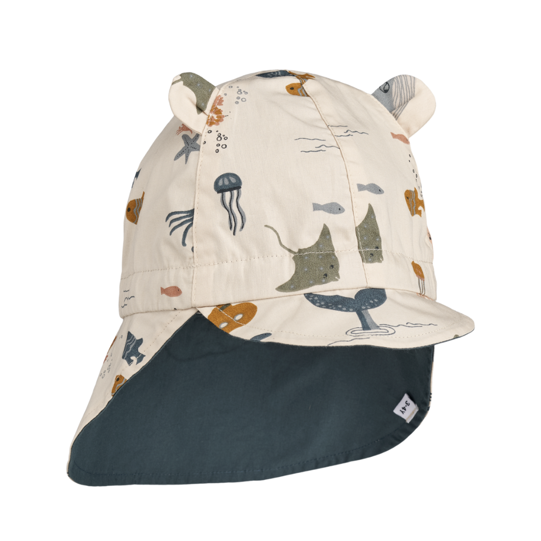 Liewood - Reversible Hat with Ears (Sea Creature/Sandy)