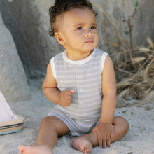 Load image into Gallery viewer, Quincy Mae - Ribbed Henley Romper (Blue Pinstripe)