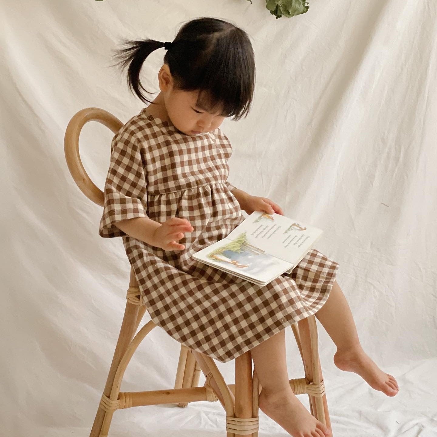 Chestnut Gingham Gather Dress 3〜4歳 Chestnut Gingham Gather Dress | Organic Zoo