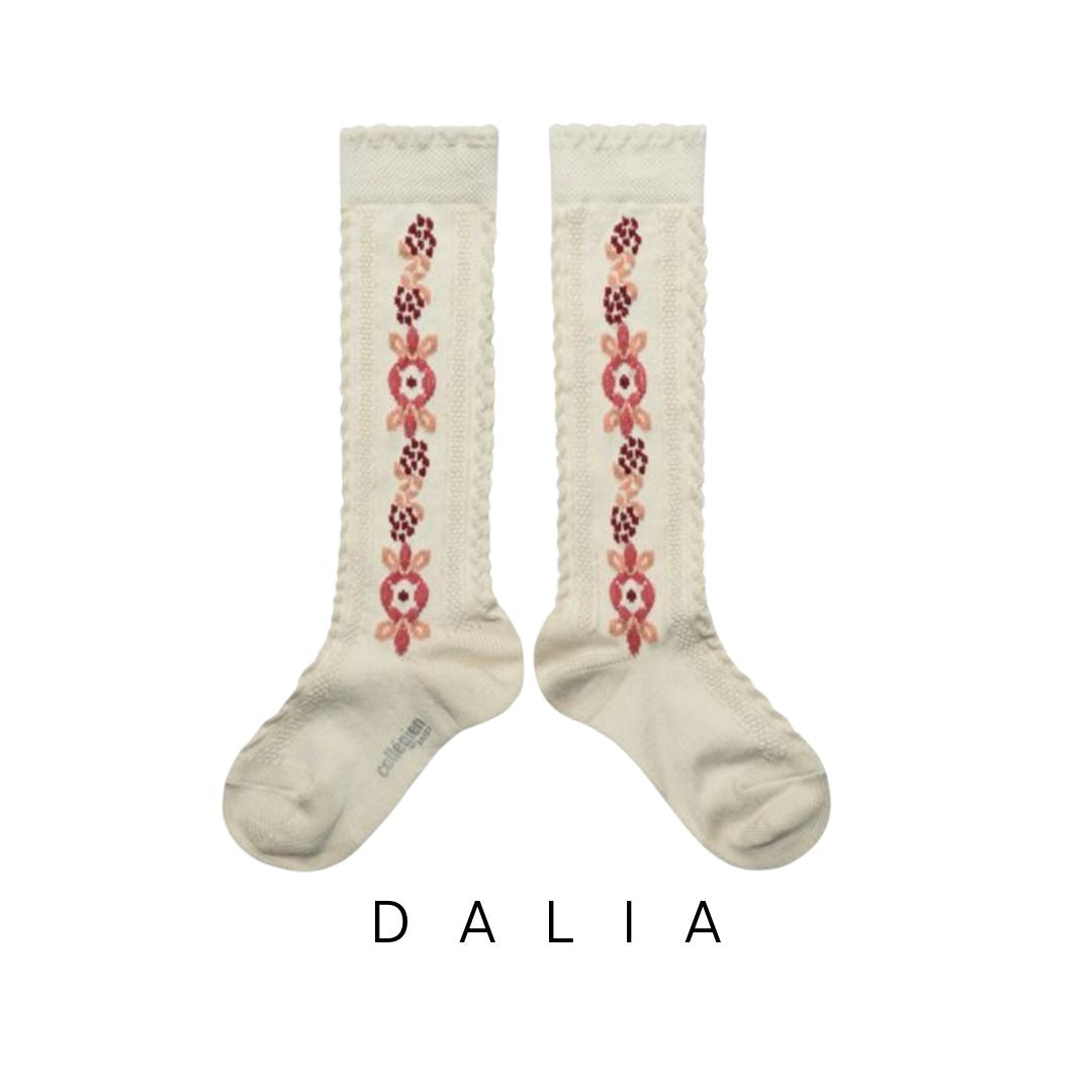 La Haute Ribbed Knee High Socks in Châtaigne by Collegien