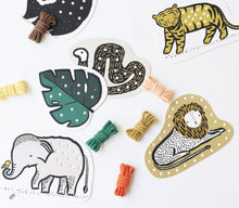 Load image into Gallery viewer, Wee Gallery - Lacing Cards (Jungle Animals)
