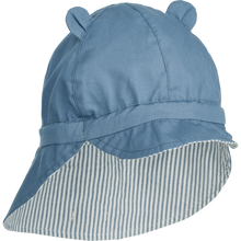 Load image into Gallery viewer, Liewood - Gorm Reversible Seercuker Sun Hat With Ears (Blue wave / Creme de la Creme)