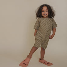 將圖片載入圖庫檢視器 Organic Zoo - 毛布短袖短褲連身衣 (Dusky Checkerboard)