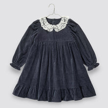Load image into Gallery viewer, Little Cotton Clothes - Velvet Mila Dress in Midnight (2Y-7Y)