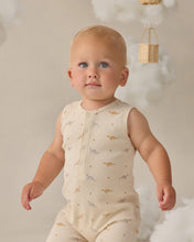Load image into Gallery viewer, Quincy Mae - Ribbed Henley Romper (Dinos)