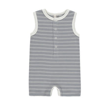 Load image into Gallery viewer, Quincy Mae - Ribbed Henley Romper (Blue Pinstripe)