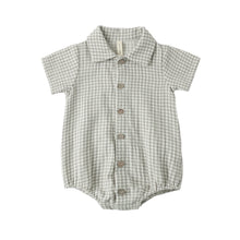 Load image into Gallery viewer, Quincy Mae - Matteo Romper (Sage Gingham) 12-18M