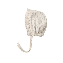 Load image into Gallery viewer, Baby bonnet with floral pattern on a white background