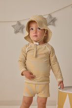 Load image into Gallery viewer, Quincy Mae - Finn Rashguard + Short Set (Honey Stripe Small)