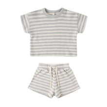 Load image into Gallery viewer, Quincy Mae - Waffle Tee + Short Set (Sky Stripe)