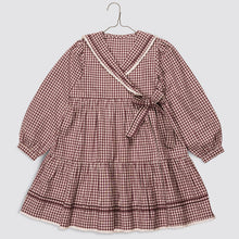 Load image into Gallery viewer, Little Cotton Clothes - Rosalind wrap dress Sugarplum Check (4Y-6Y)