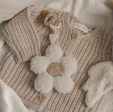 Load image into Gallery viewer, Ecru Sand Sherpa Flower Pacifier Clip