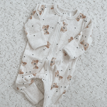Load image into Gallery viewer, Teddy Oatmeal Zip Up Jumpsuit 3-6M
