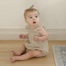 Load image into Gallery viewer, Quincy Mae - Bonnie Romper (Oat Gingham) 3-6M
