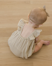 Load image into Gallery viewer, Quincy Mae - Bonnie Romper (Oat Gingham) 3-6M
