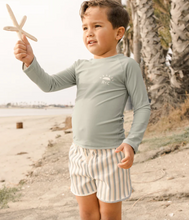 Load image into Gallery viewer, Rylee + Cru - Swim Trunks (Aqua Stripe)