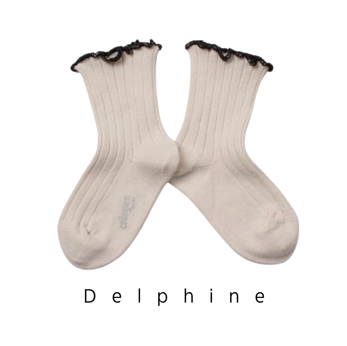 【Collegien】Severine - Lettuce-trim Ribbed Footless Tights - Doux Agneaux -