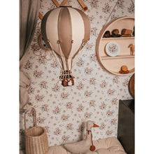 將圖片載入圖庫檢視器 Decorative hot air balloon hanging on a floral wallpaper wall with shelves and toys.