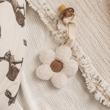 Load image into Gallery viewer, Ecru Camel Sherpa Flower Pacifier Clip