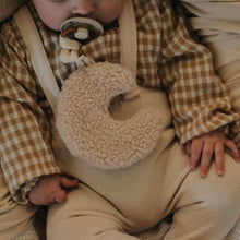 Load image into Gallery viewer, Beige Moon Sherpa Pacifier Clip