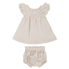 Load image into Gallery viewer, Quincy Mae - Flutter Dress + Bloomer (Natural) 2-3Y
