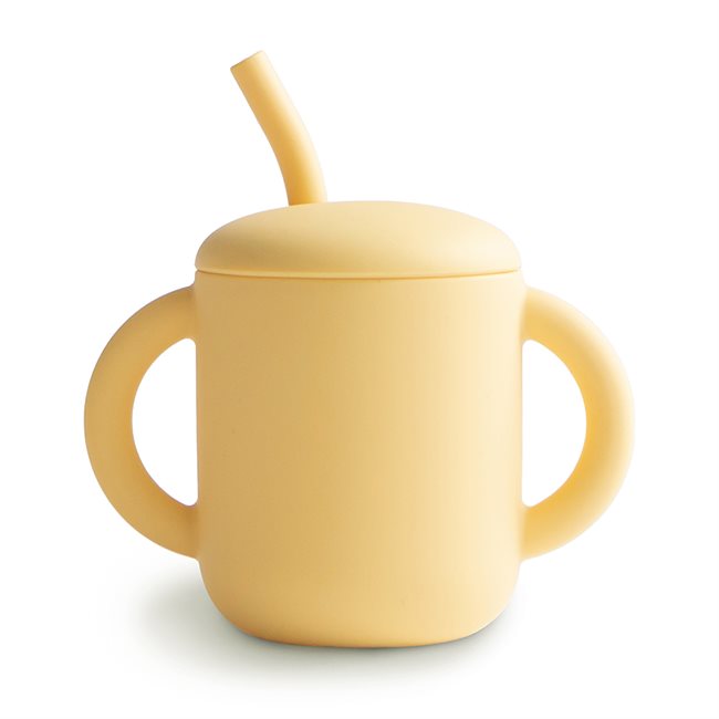 Mushie - Silicone Training Cup + Straw (Daffodil)