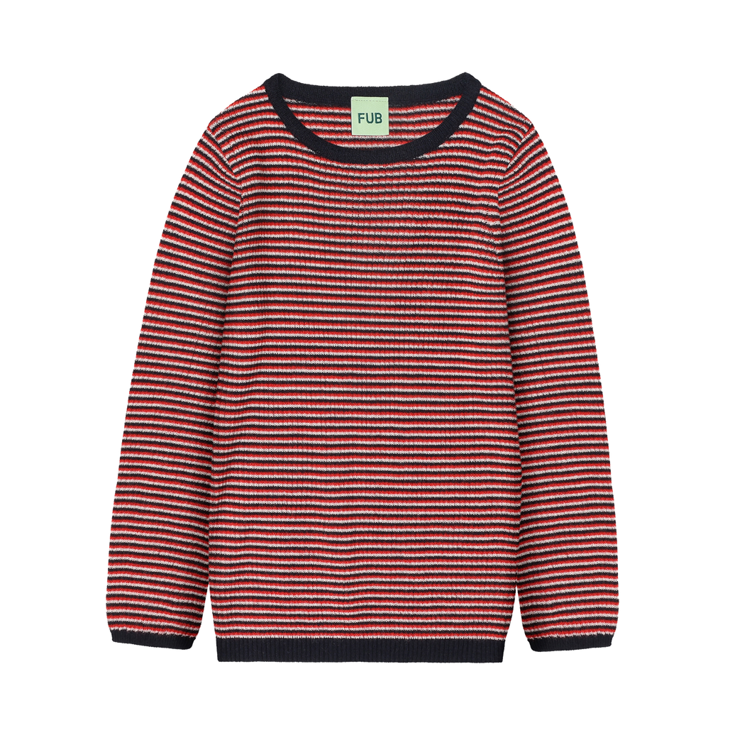 FUB - Ribbed Blouse (Ecru/Dark Navy/ Red) 2-5Y