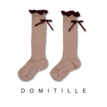 Load image into Gallery viewer, [預購] Collegien | Domitille - Ribbed Knee Socks with Bow - Old Rose
