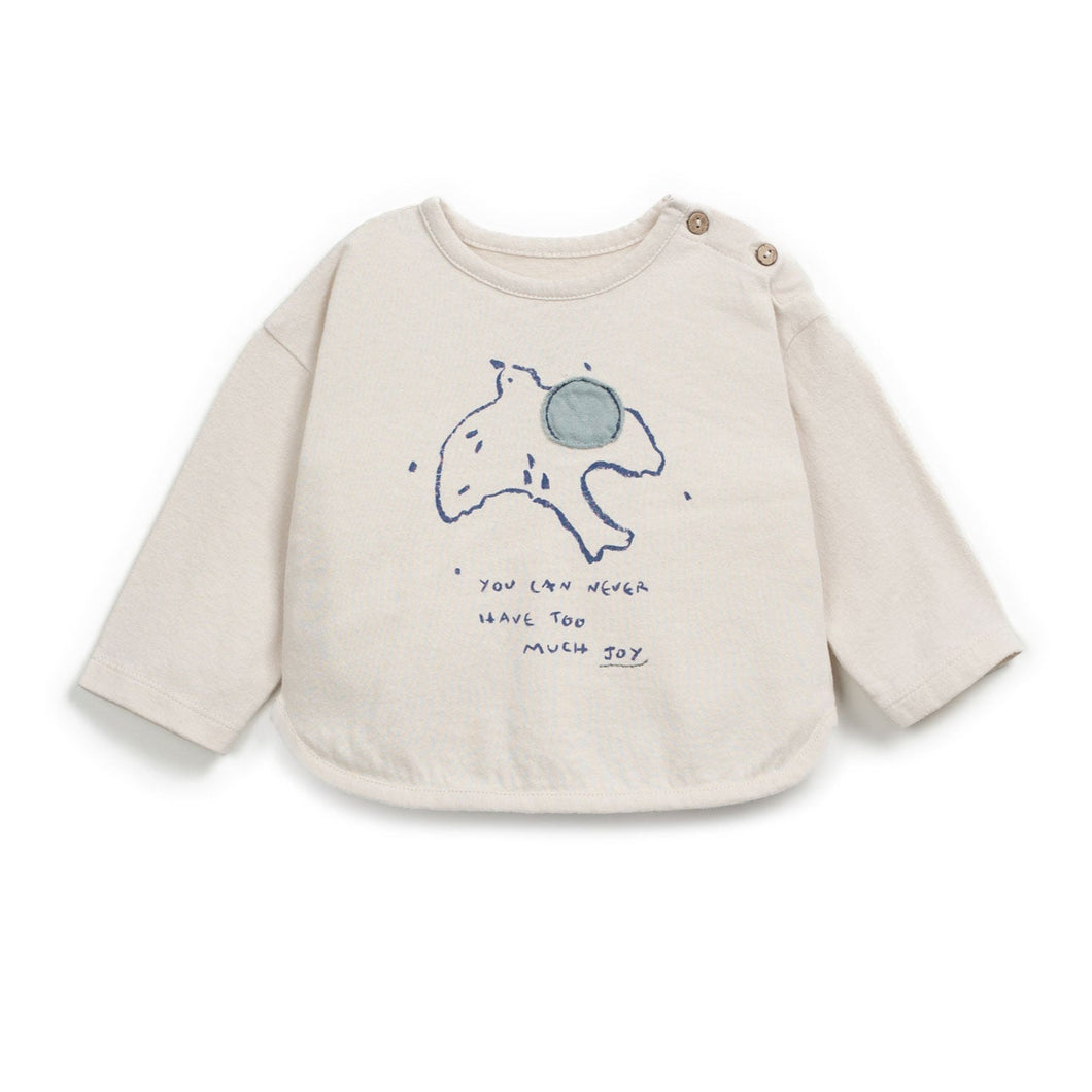 Baby shirt with a space-themed design on a white background