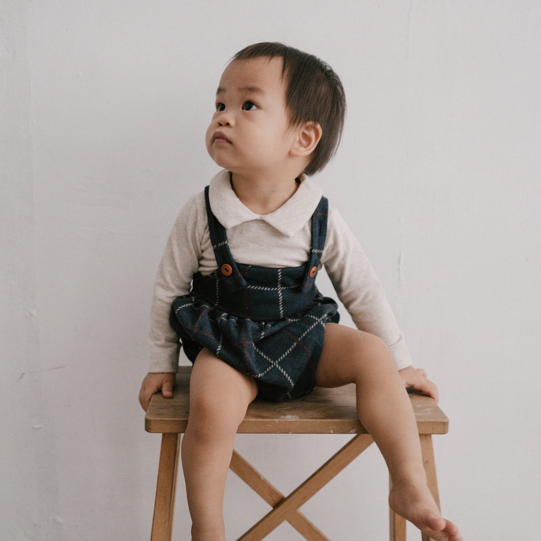 1+ In the Family - BORIS 刷毛吊帶包屁衣 (Dark Blue)