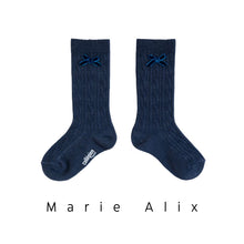 Load image into Gallery viewer, [預購] Collegien | Marie Alix - Wool Knee Socks with Velvet Bow - Starry Night
