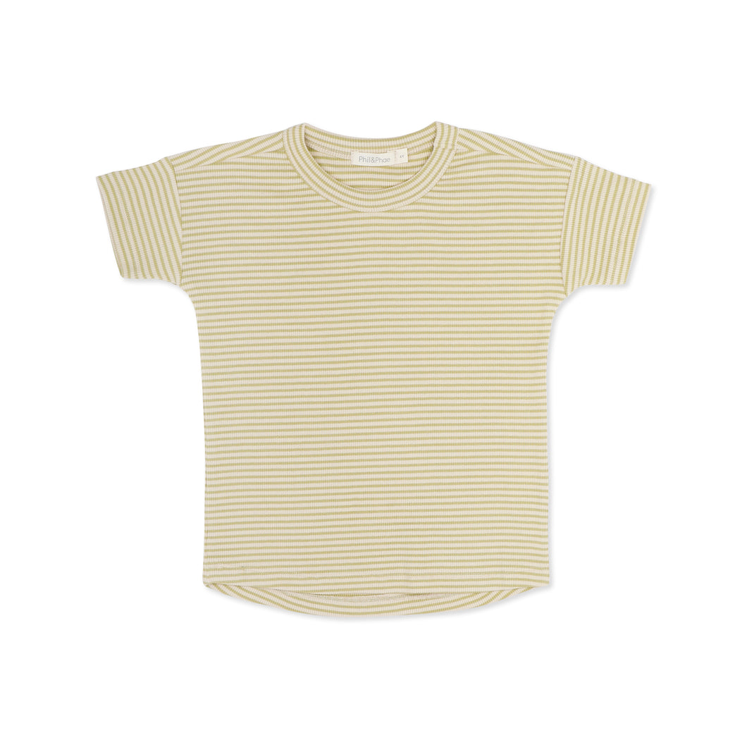 PHIL & PHAE - Rib tee s/s stripes (Matcha Stripes)