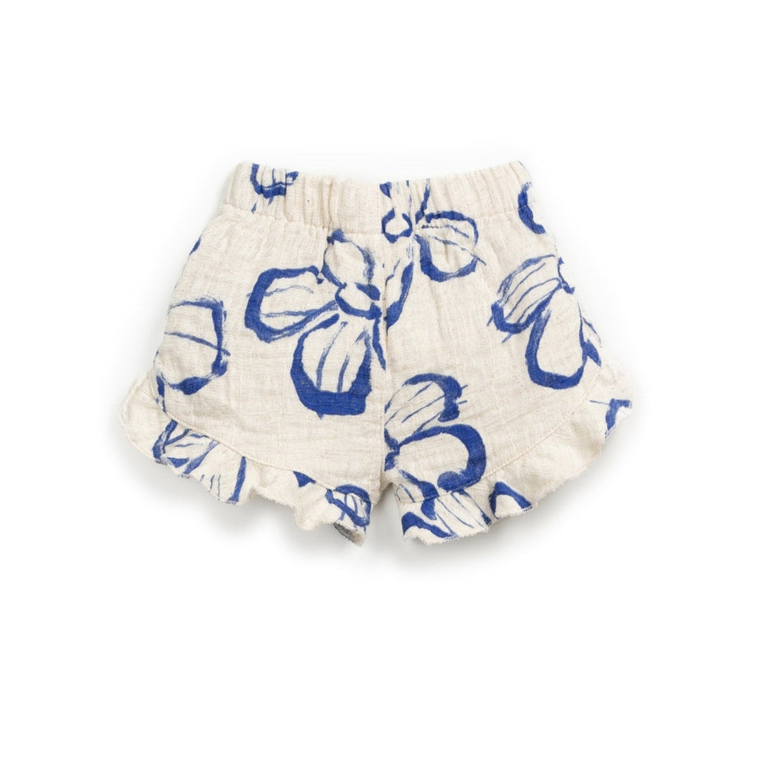 Play Up - Woven Shorts with Blue Leaf Print