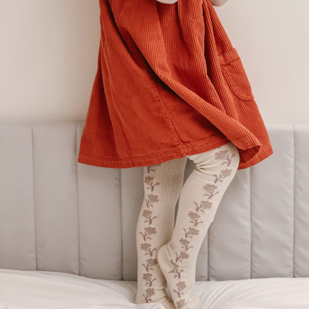 Collegien | Anthena - Jacquard Flower Pointelle Tights - Lamb