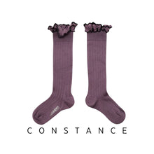 Load image into Gallery viewer, Collegien | Constance - Ribbed Knee Socks with Ruffle (Wisteria)
