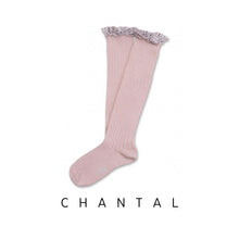 Load image into Gallery viewer, Collegien | Chantal -Ribbed Socks with Leopard Hearts - Old Rose
