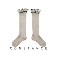 將圖片載入圖庫檢視器 Collegien | Constance - Ribbed Knee Socks with Ruffle (Grey)
