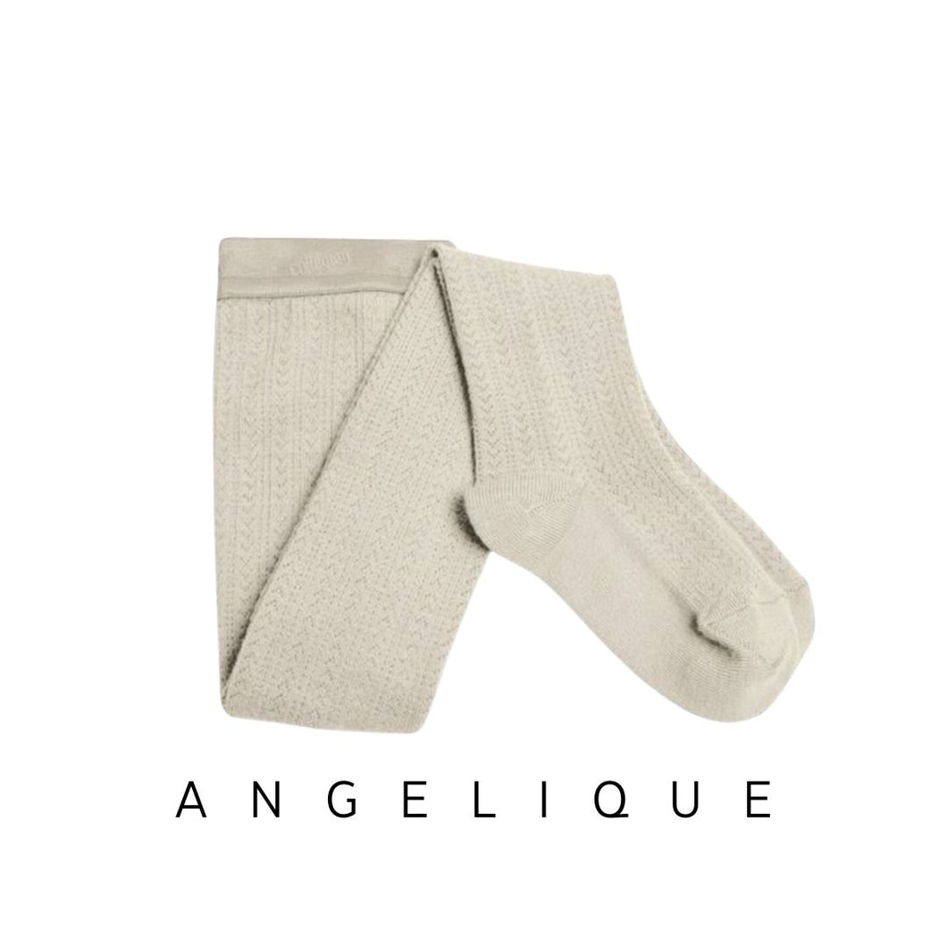 Collegien | Angelique - Pointelle Merino Wool Tights - (Lamb)