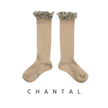 將圖片載入圖庫檢視器 Collegien | Chantal - 羅文長襪 + 豹紋愛心摺邊 (Sable)
