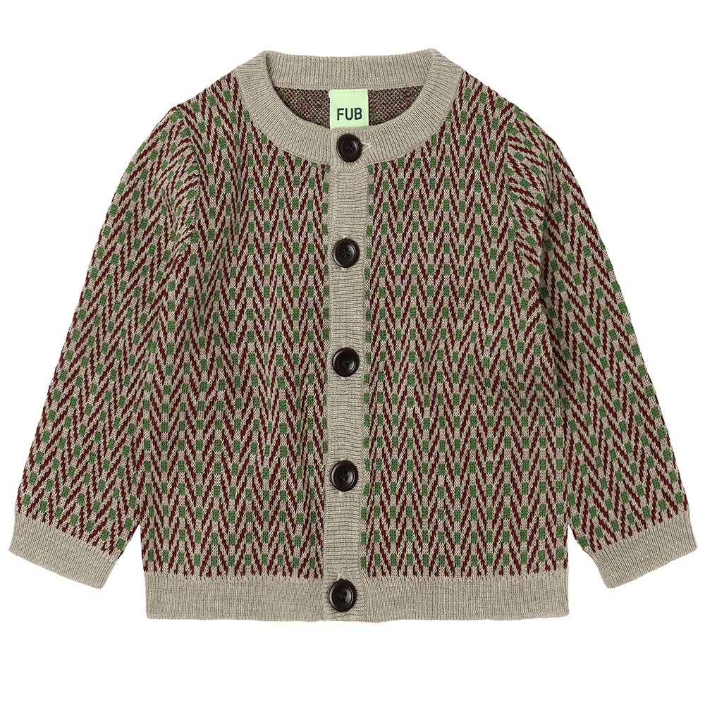 FUB - Baby Herringbone Cardigan (Oat Melange)