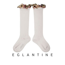 Load image into Gallery viewer, Collegien | Eglantine - Embroidered Ruffle Knee-High Socks (Snow White)

