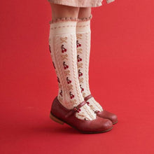 Load image into Gallery viewer, [預購] Collegien | Cerise - Jacquard Cherries and Bows Knee-high Socks (Passion Grey)
