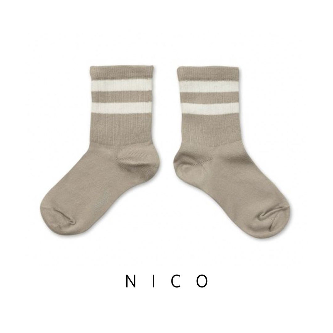 Collegien | Nico - Varsity Crew Socks (Pearl Grey)