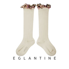 Load image into Gallery viewer, Collegien | Eglantine - Embroidered Ruffle Knee-High Socks (Lamb)
