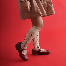 Load image into Gallery viewer, [預購] Collegien | Cerise - Jacquard Cherries and Bows Knee-high Socks (Passion Grey)
