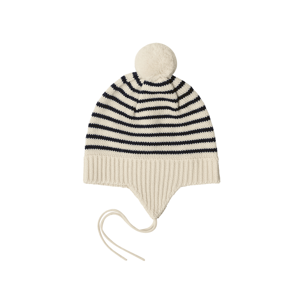 FUB - Baby Pompom Hat (Ecru / Dark Navy)