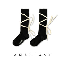Load image into Gallery viewer, [預購] Collegien | Anastasie - Lace-up Ribbed Knee Socks - Black

