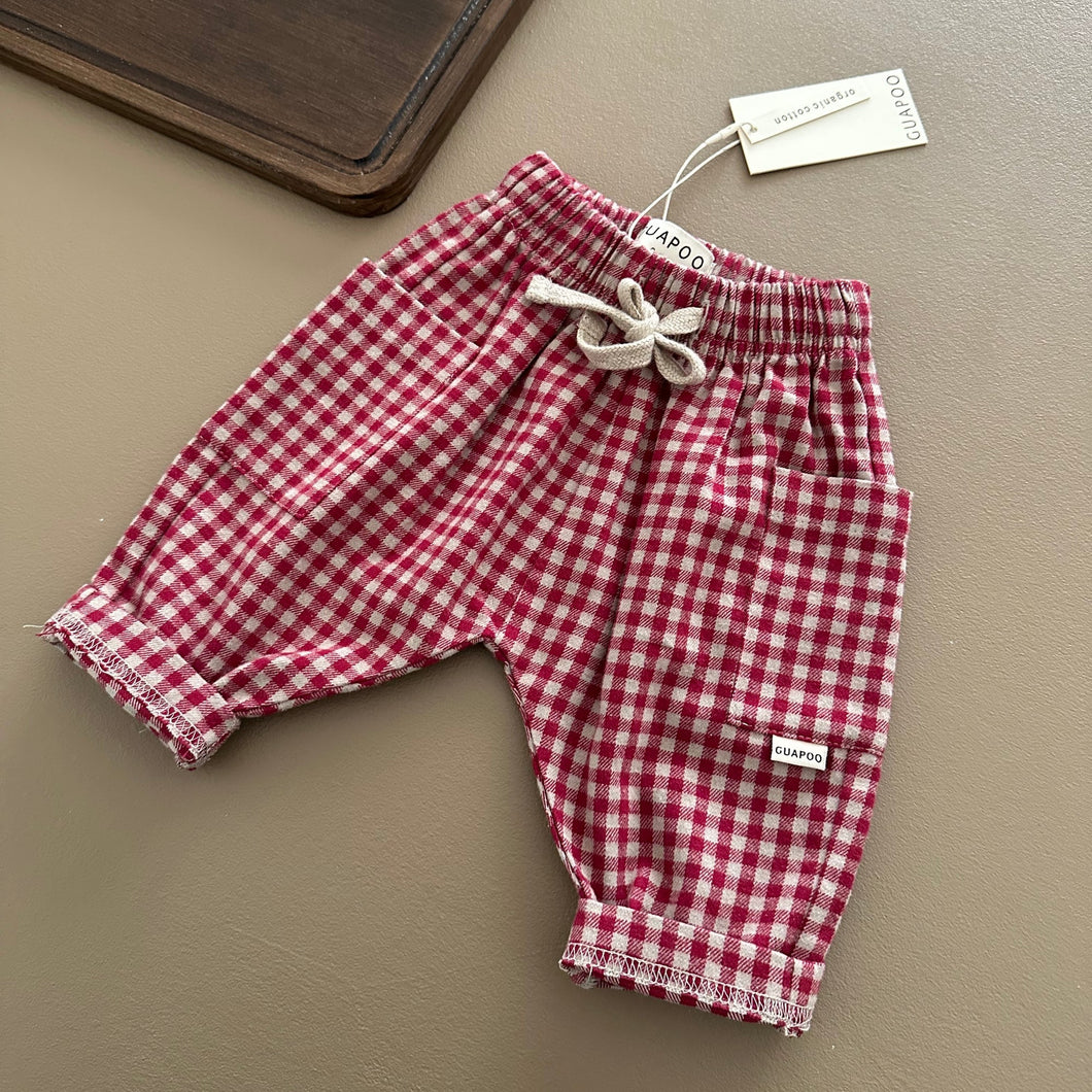 [預購] Guapoo - 口袋寬褲子 (Bordeaux Check)