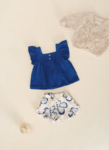 Load image into Gallery viewer, Play Up - Woven Shorts with Blue Leaf Print
