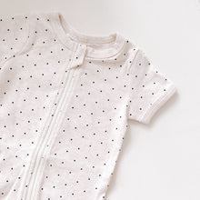 Load image into Gallery viewer, Oatmeal Dotty Summer Zip Up Jumpsuit 3-6M

